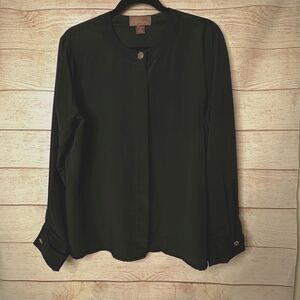 VTG Worthington Black Gold Cuff Link 80s Secretary Mafia Mob Wife Top Women's 14